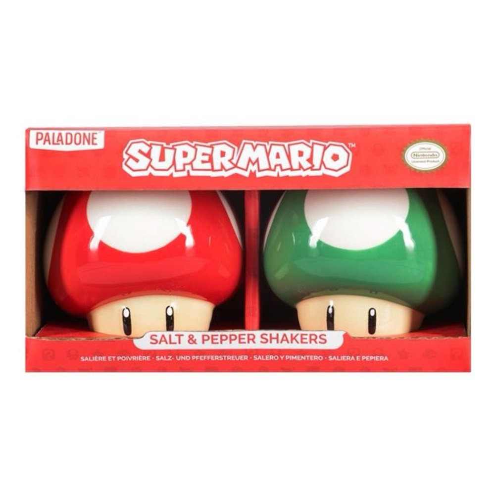 NIB Super Mario Mushroom Salt and Pepper Shaker Set